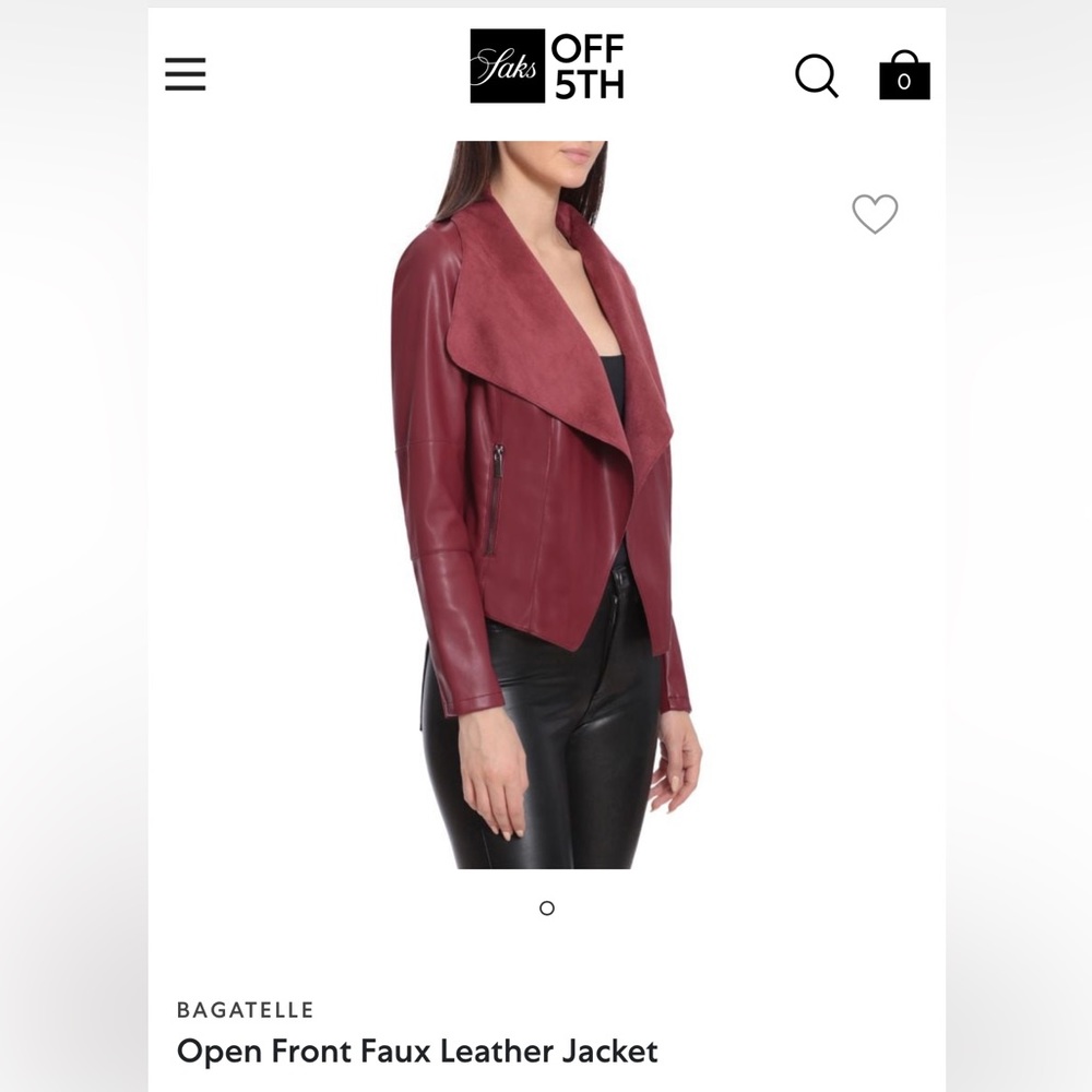 Bagatelle Open Front Faux Leather Jacket